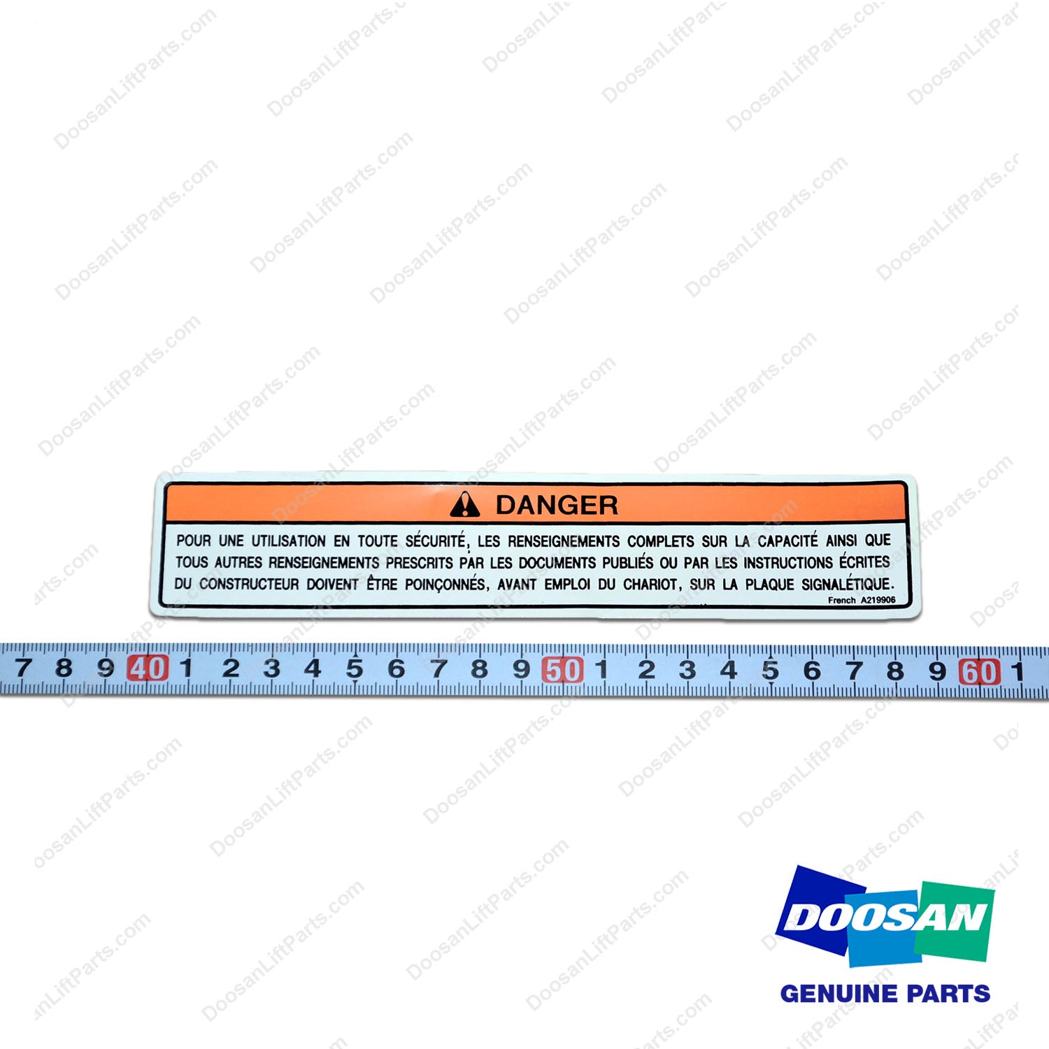 Film;warning(French) - Doosan Forklift Part A219906