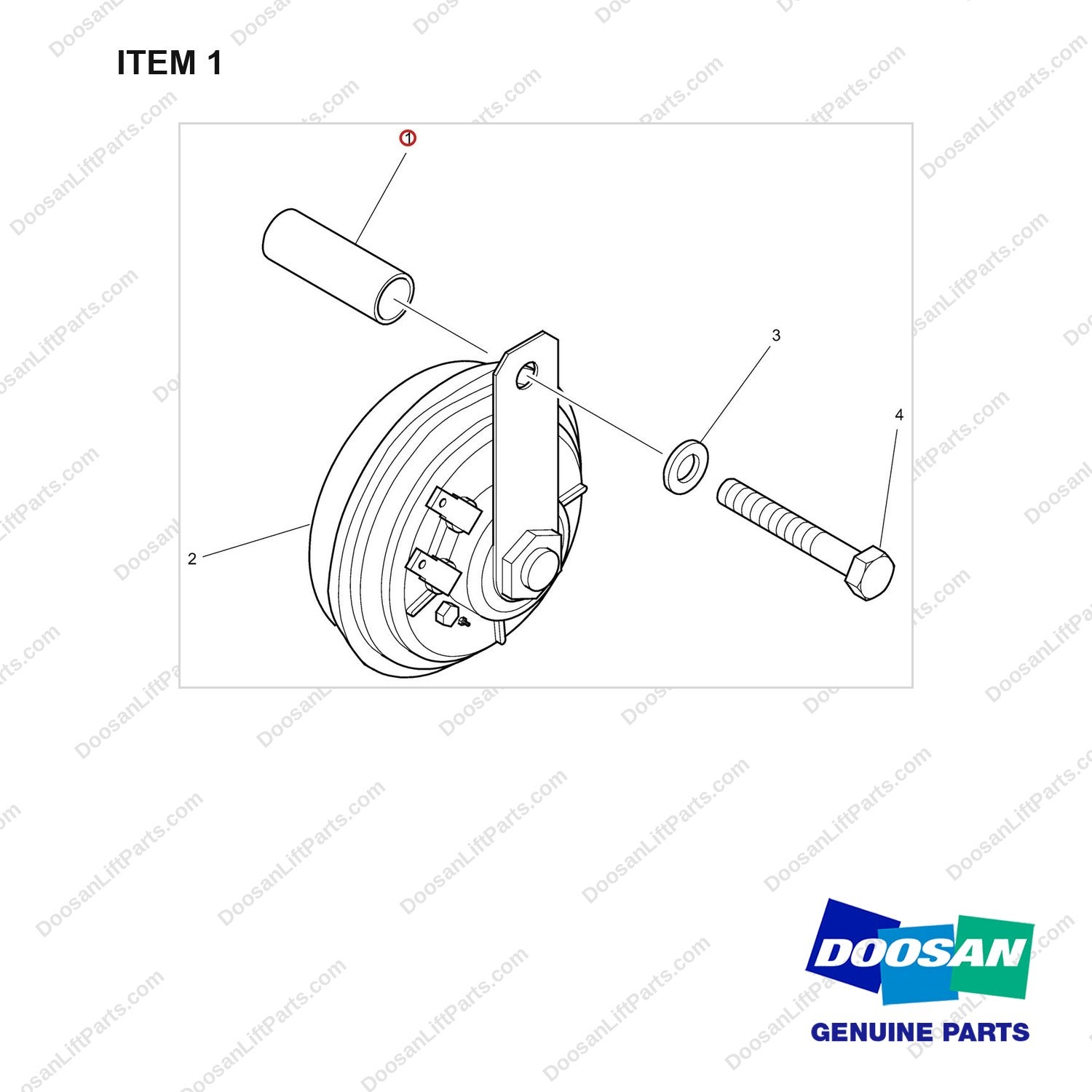 A221330 HORN GP - full parts diagram, item 1 marked - genuine Doosan / Bobcat forklift part