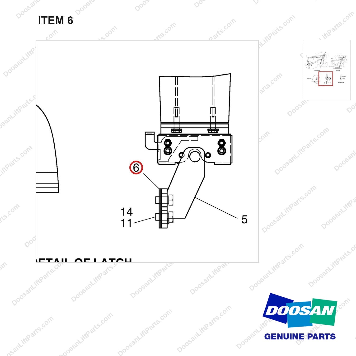 A221398 PANEL GP - TOP - parts diagram, item 6 shown - genuine Doosan / Bobcat forklift part