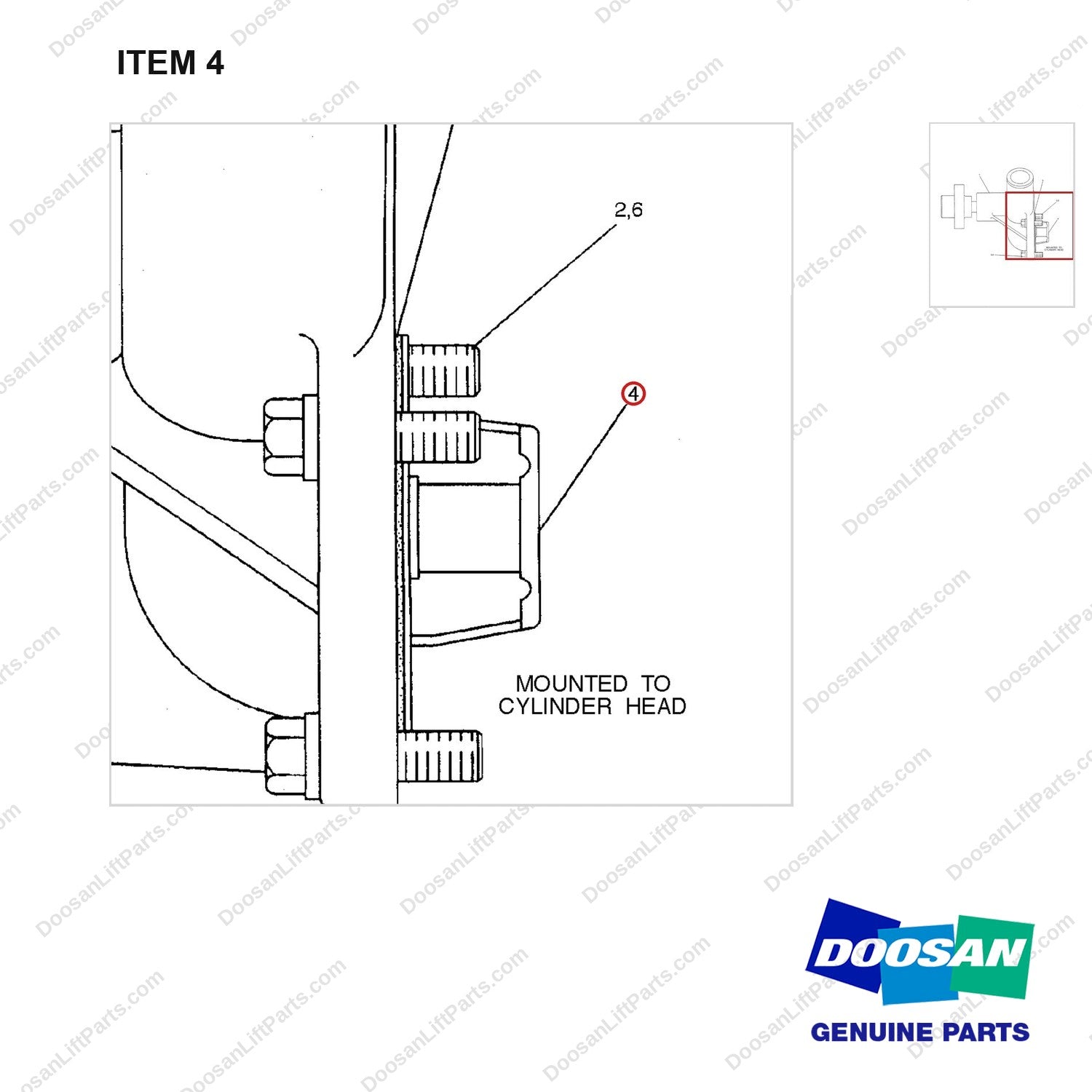 A223070 HOUSING & REGULATOR GP - parts diagram, item 4 shown - genuine Doosan / Bobcat forklift part