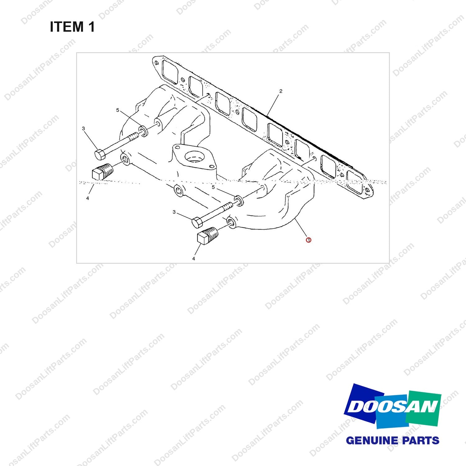 A223123 MAINIFOLD GP-INTAKE - full parts diagram, item 1 marked - genuine Doosan / Bobcat forklift part