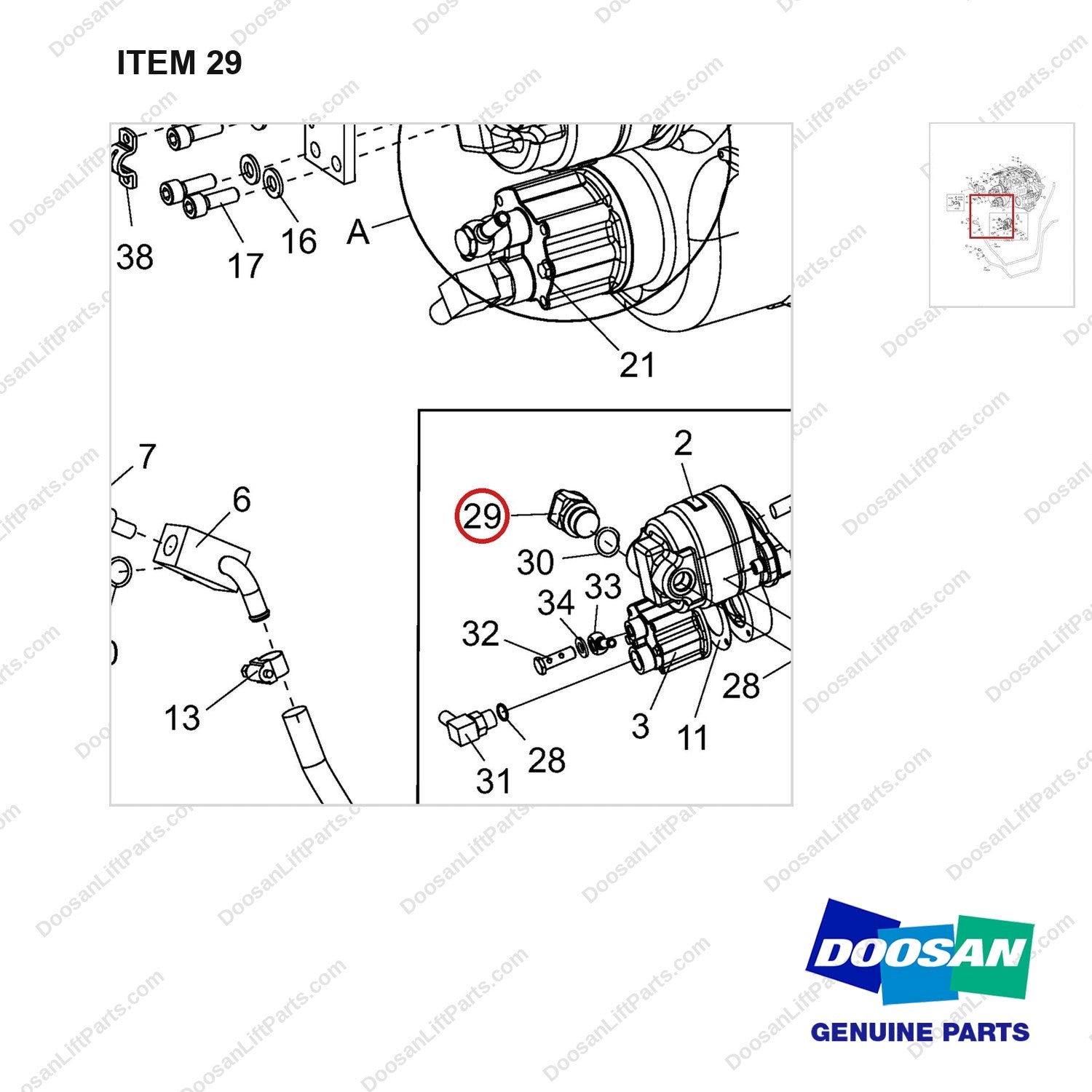 A225031 TRANSMISSION GROUP;GC25 - parts diagram, item 29 shown - genuine Doosan / Bobcat forklift part