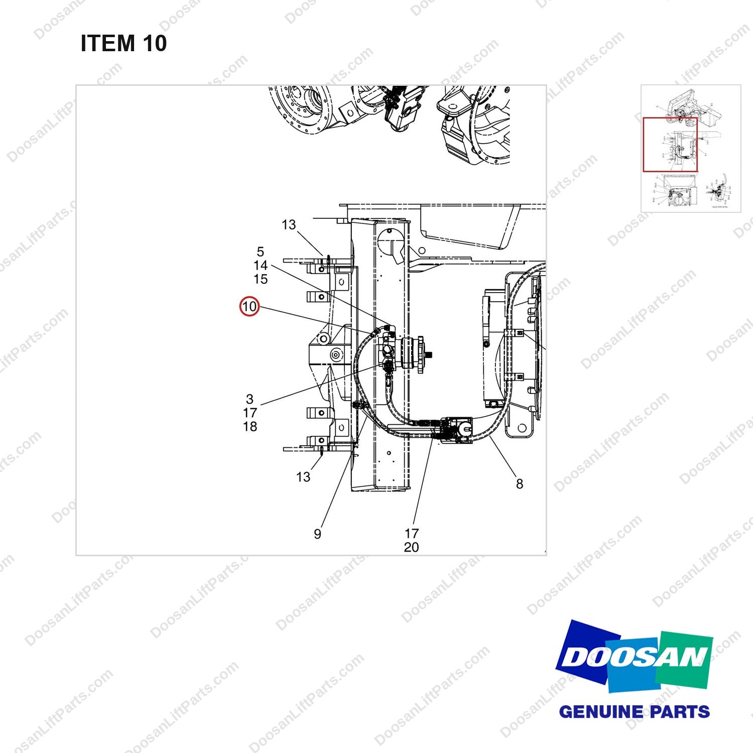 A225045 LINES GP-BRAKE - parts diagram, item 10 shown - genuine Doosan / Bobcat forklift part