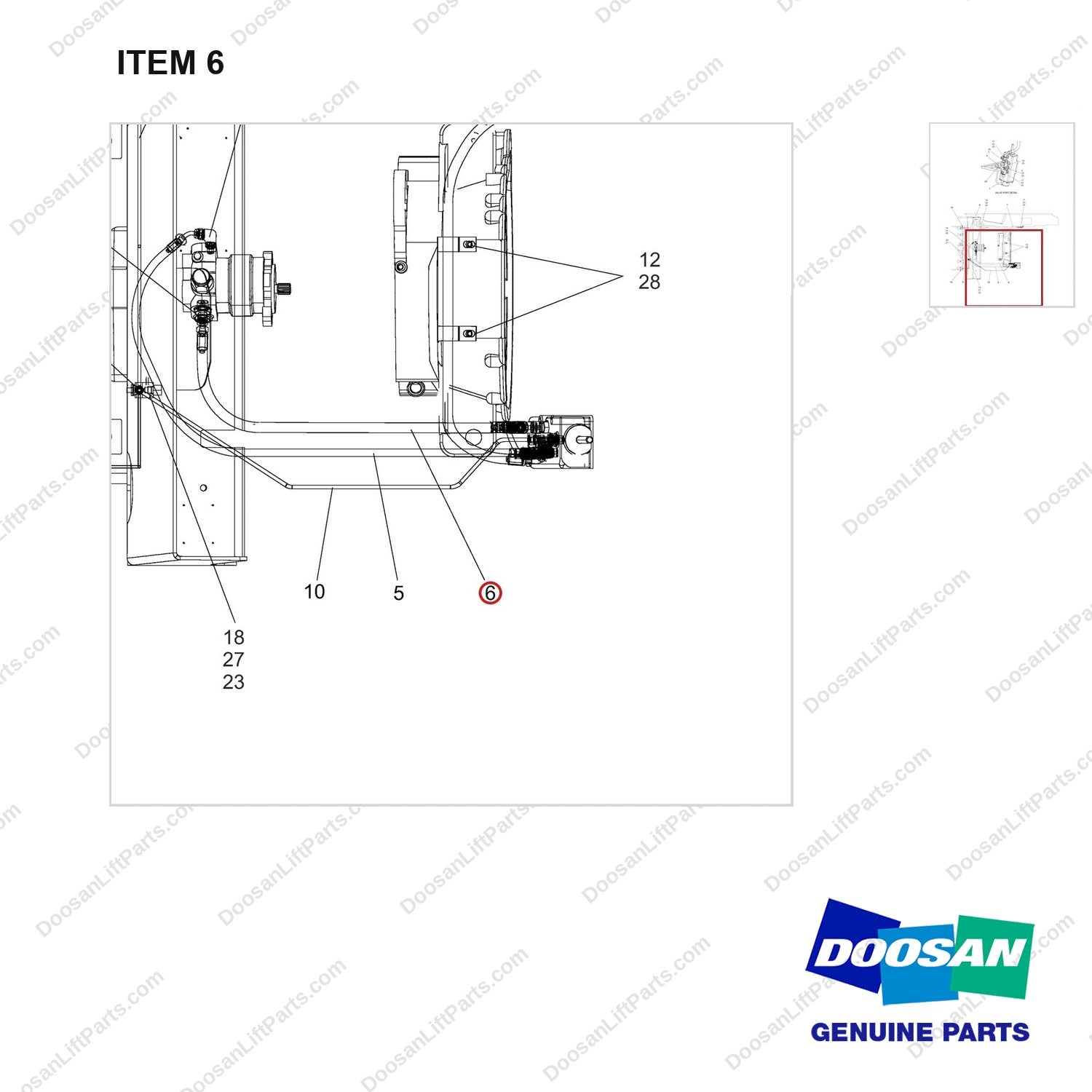 A225102 LINES GP-BRAKE - parts diagram, item 6 shown - genuine Doosan / Bobcat forklift part