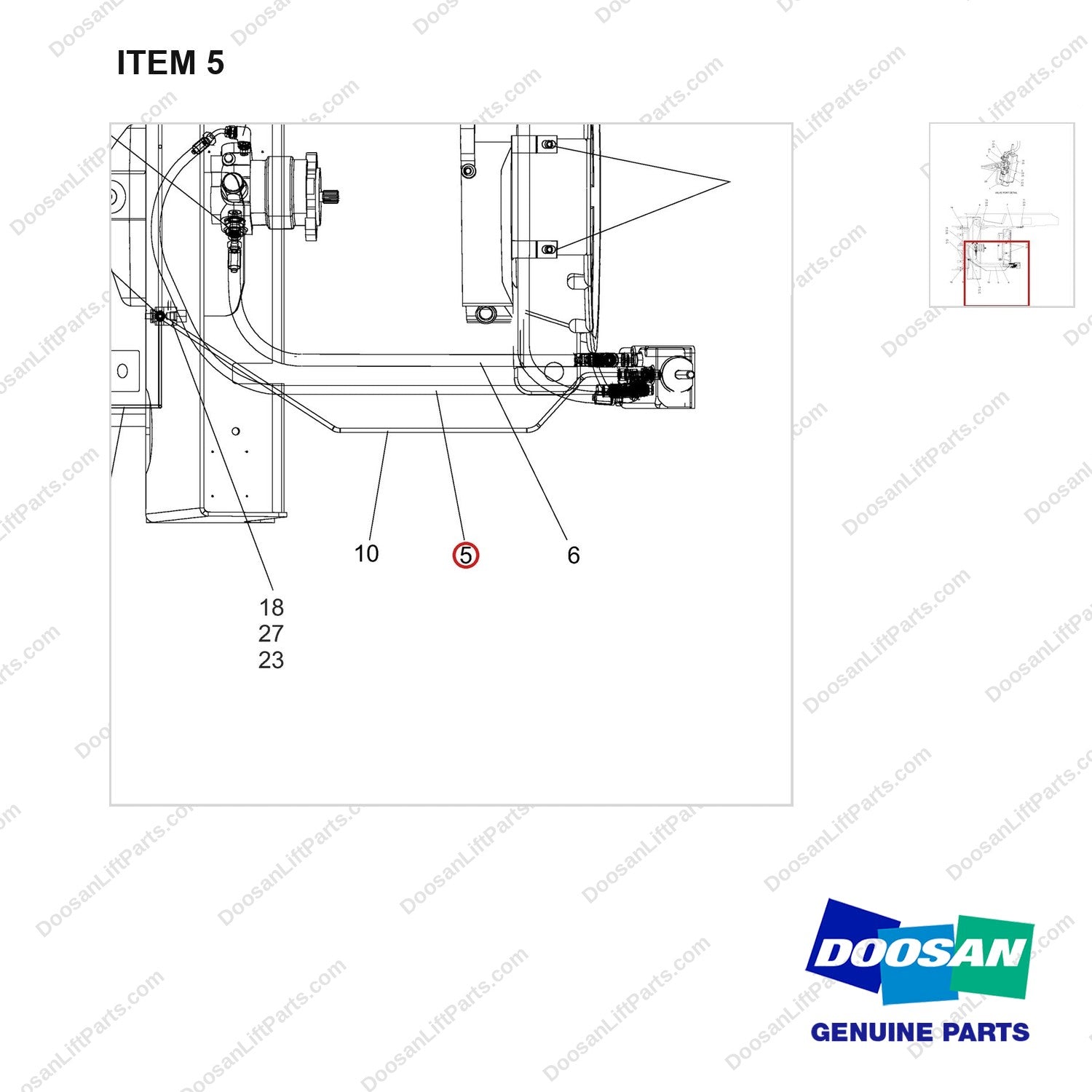 A225103 LINES GP-BRAKE - parts diagram, item 5 shown - genuine Doosan / Bobcat forklift part