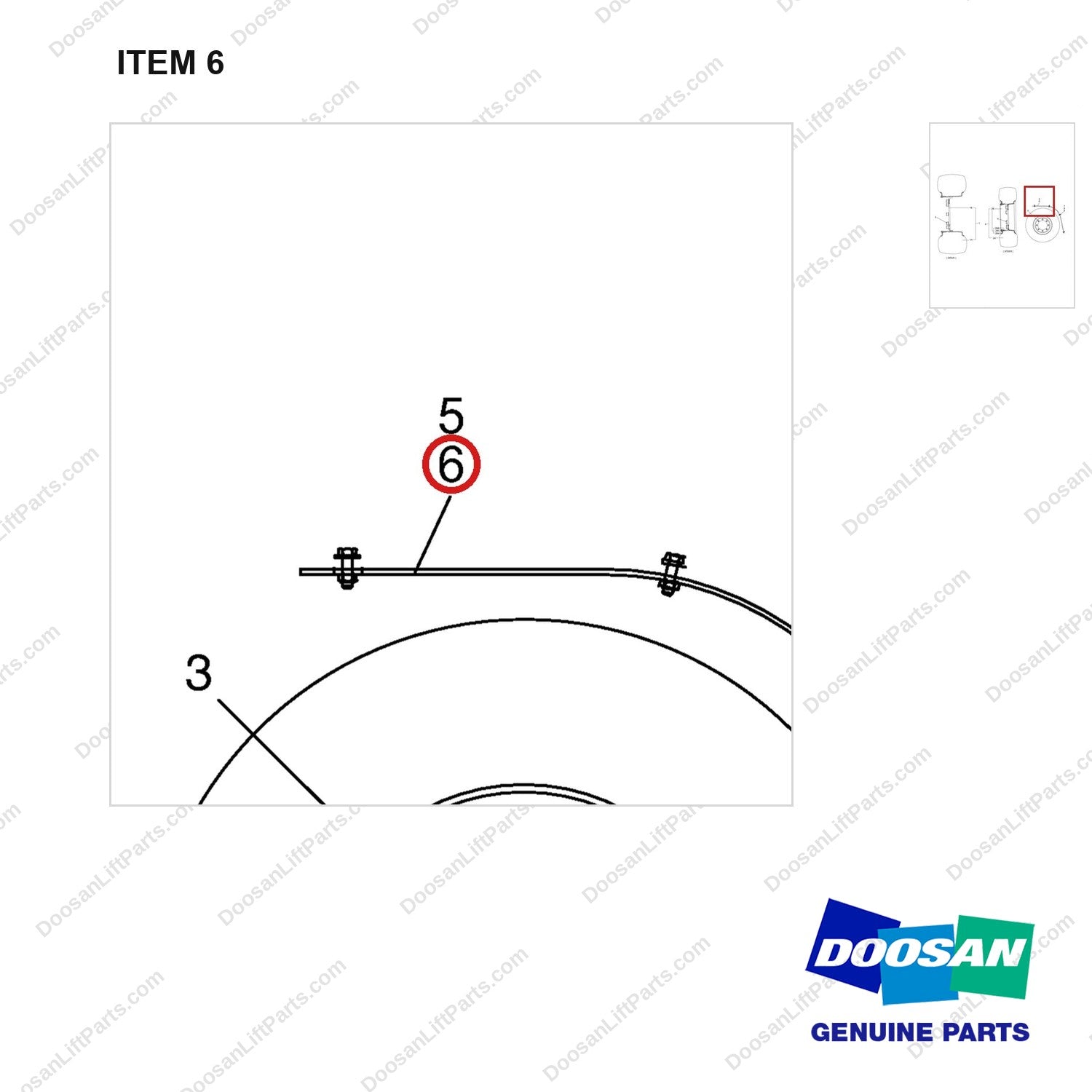 A231375 TIRE & WHEEL GP - (WIDE SOLID)-OCDB TYPE D/AXLE - parts diagram, item 6 shown - genuine Doosan / Bobcat forklift part