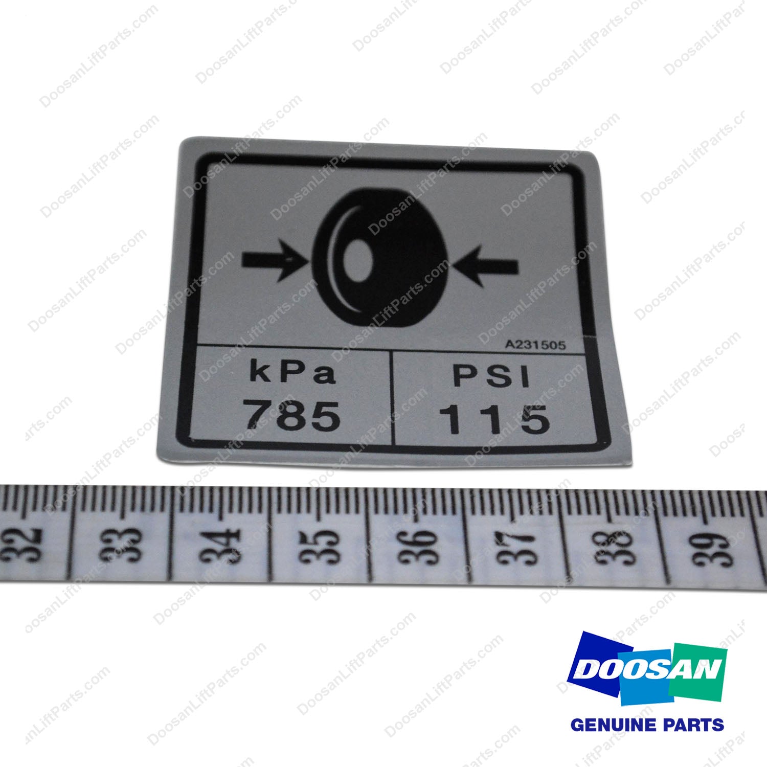 Film;tire Pressure (KPA=785; PSI=115) - Doosan Forklift Part A231505
