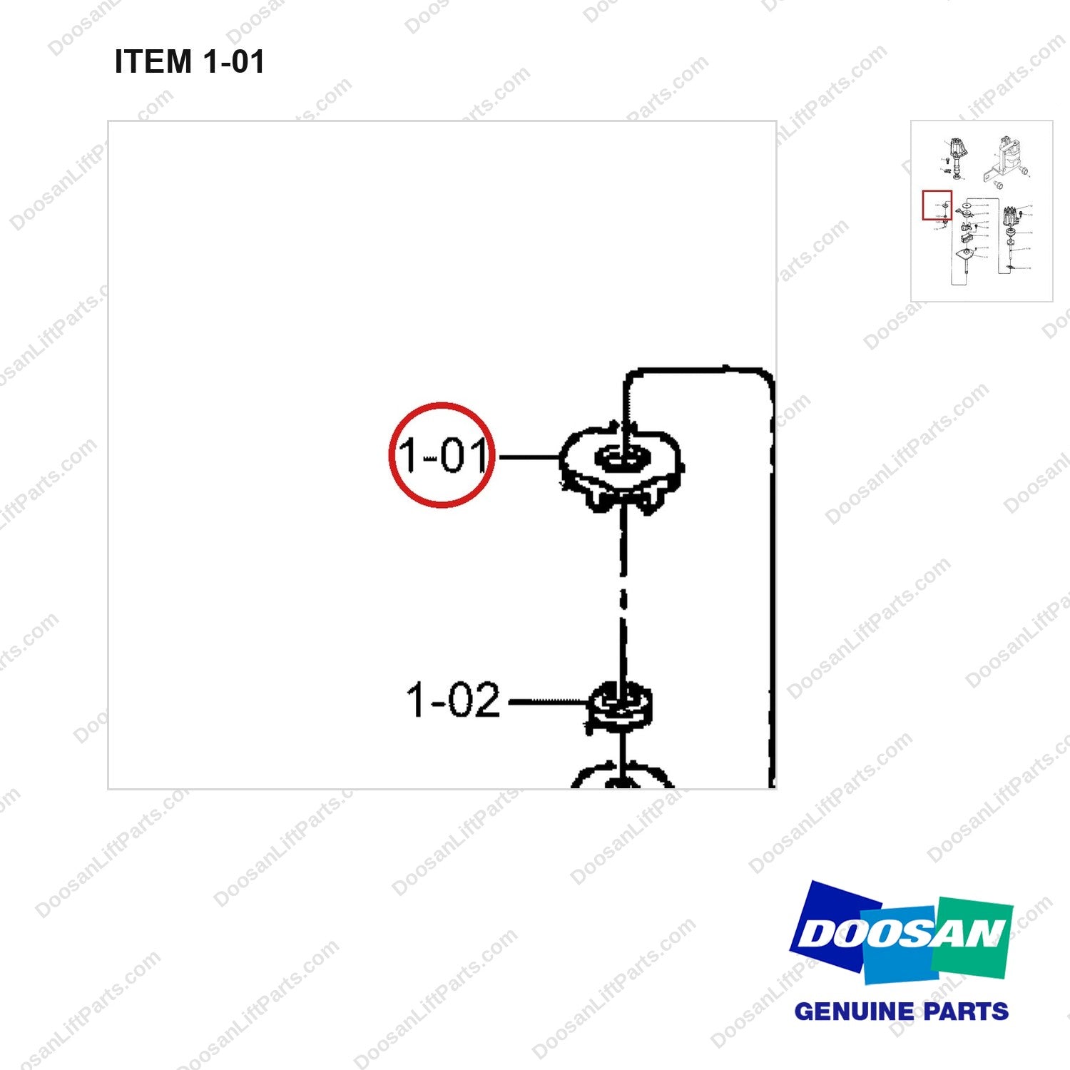 A232138 Distributor & Ignition Components Gp - parts diagram, item 1-01 shown - genuine Doosan / Bobcat forklift part