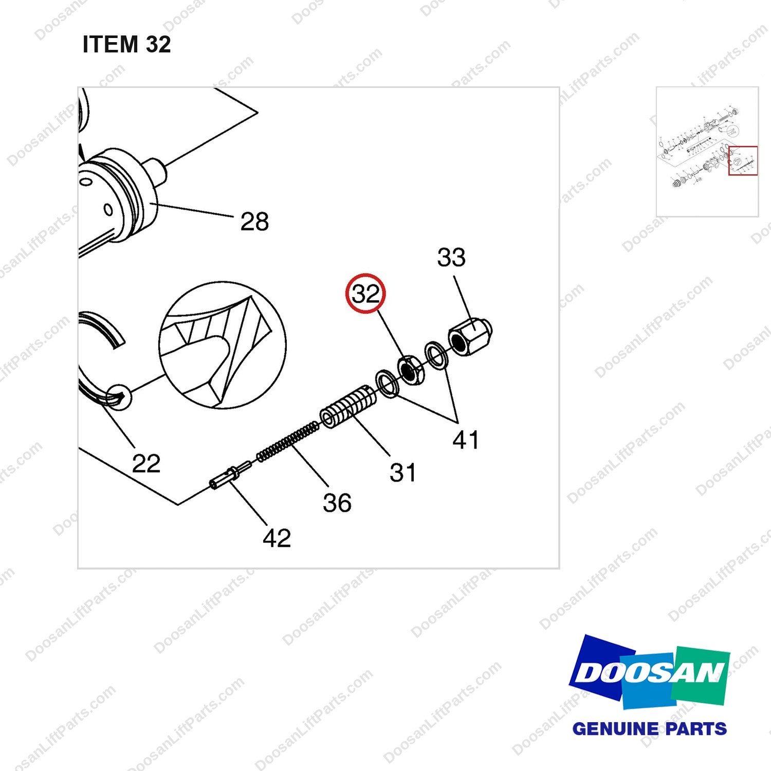 A233515 HYD BOOSTER AS - OCD TYPE BRAKE - parts diagram, item 32 shown - genuine Doosan / Bobcat forklift part