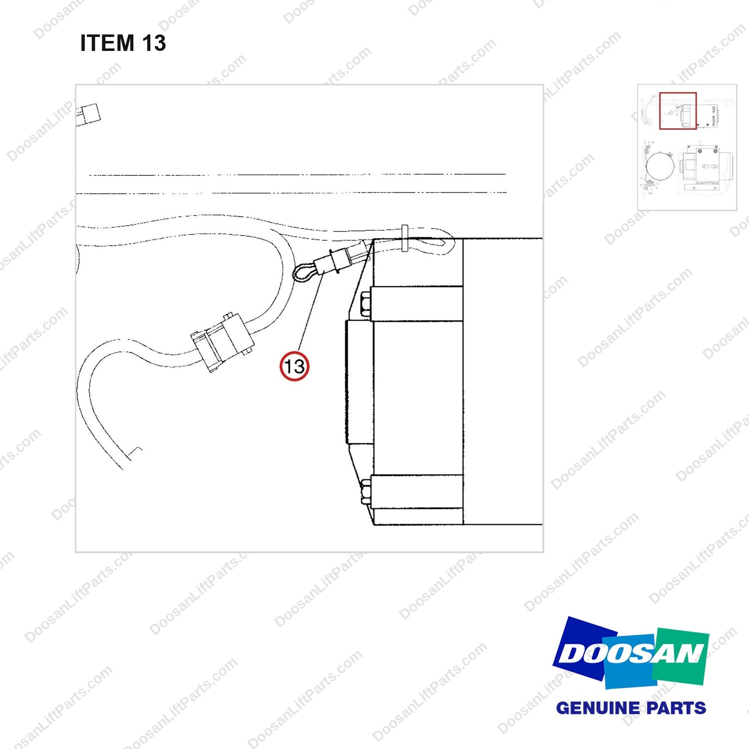 A234040 MOTOR GP-HYDRAULIC PUMP - 36 VOLT - parts diagram, item 13 shown - genuine Doosan / Bobcat forklift part