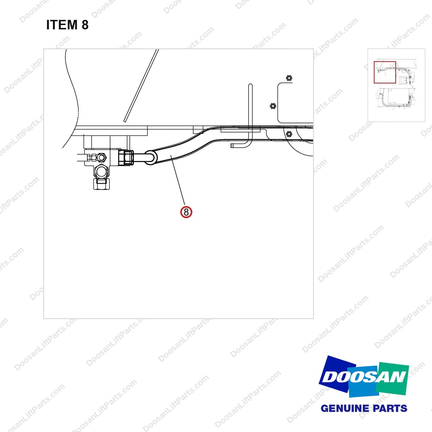 A235074 LINES GP-PUMP - parts diagram, item 8 shown - genuine Doosan / Bobcat forklift part