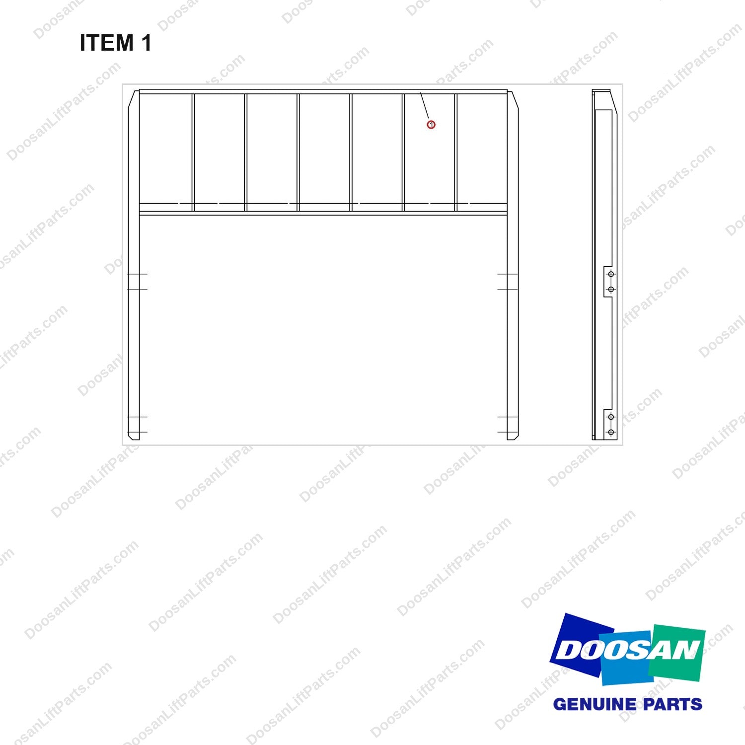 A236041 BACKREST - (D45S-2. W=1330) - full parts diagram, item 1 marked - genuine Doosan / Bobcat forklift part