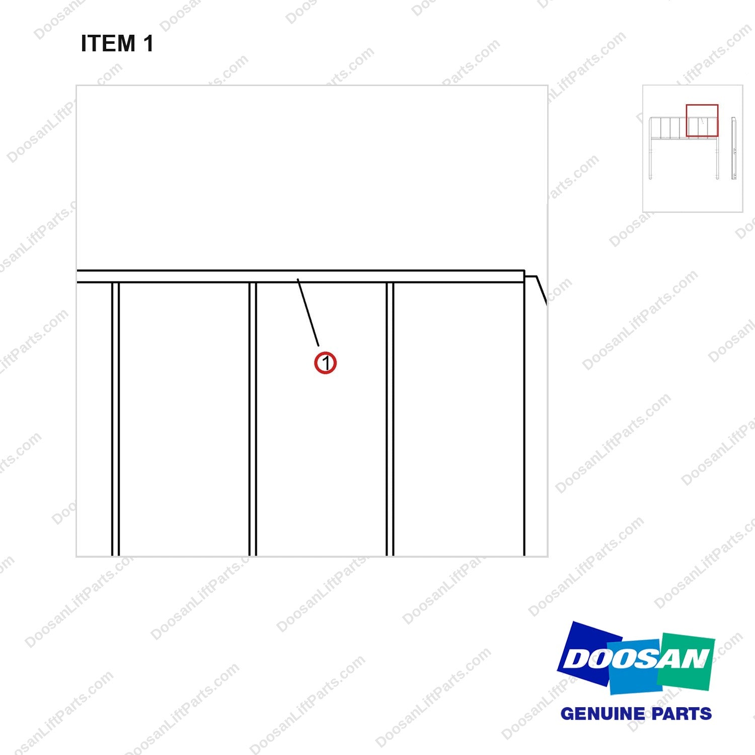 A236041 BACKREST - (D45S-2. W=1330) - parts diagram, item 1 shown - genuine Doosan / Bobcat forklift part