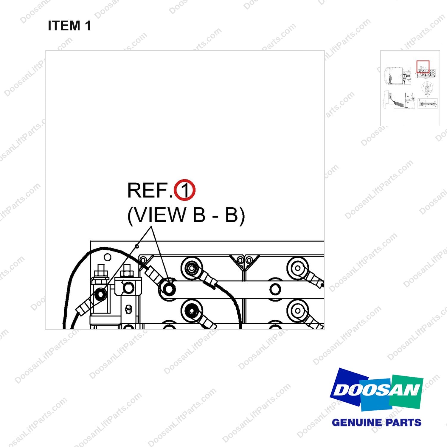 A244886 CONNECTER GROUP,BATTERY;SBE MANUAL - parts diagram, item 1 shown - genuine Doosan / Bobcat forklift part