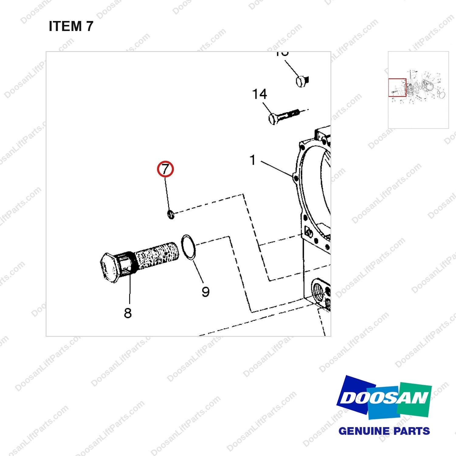 A250377 CASE GP-X-MSN - parts diagram, item 7 shown - genuine Doosan / Bobcat forklift part