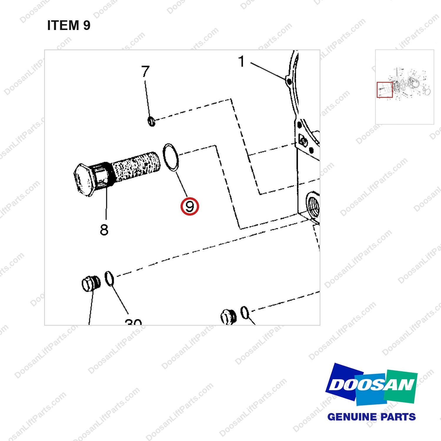 A250389 CASE GP-X-MSN - parts diagram, item 9 shown - genuine Doosan / Bobcat forklift part