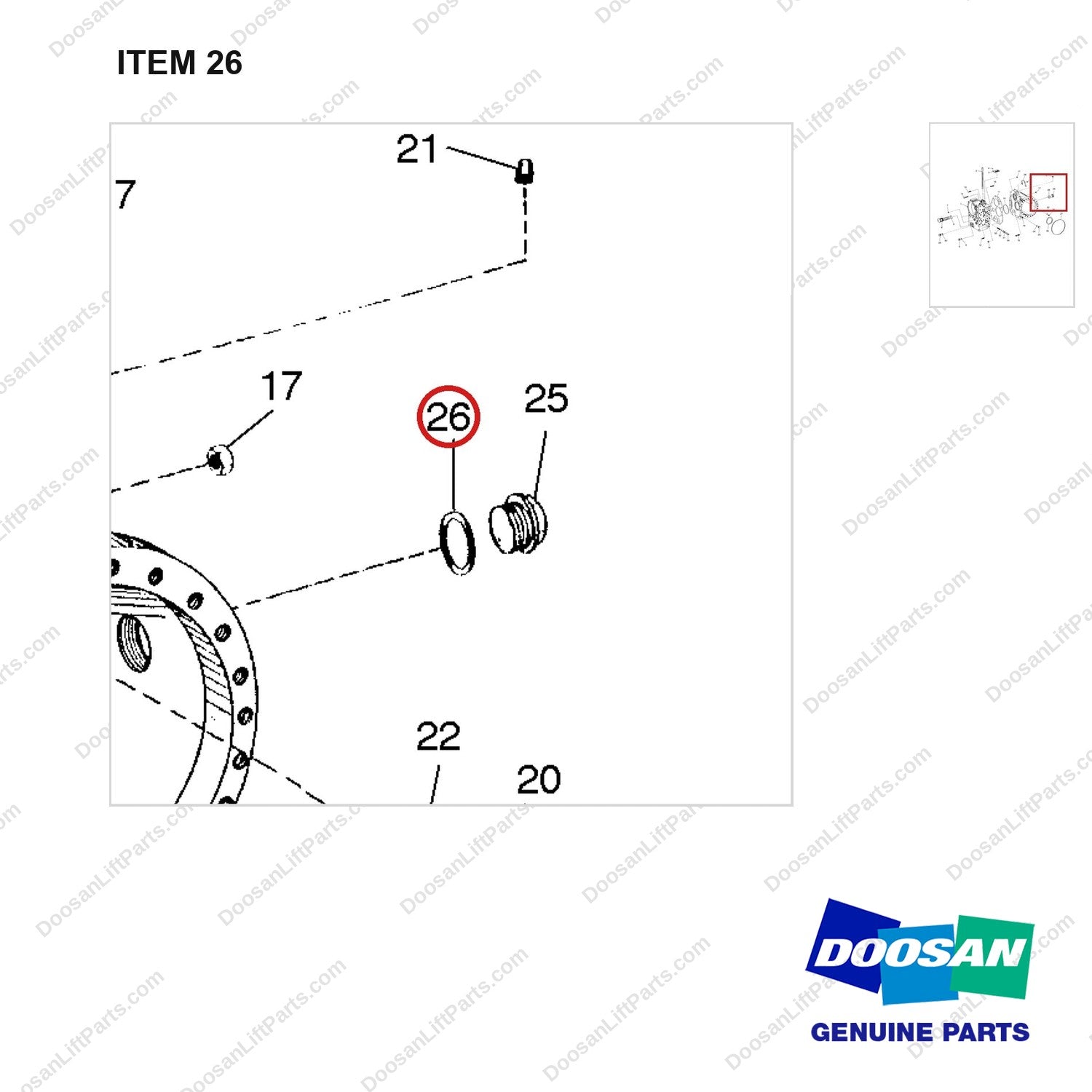 A250390 CASE GP-X-MSN - parts diagram, item 26 shown - genuine Doosan / Bobcat forklift part