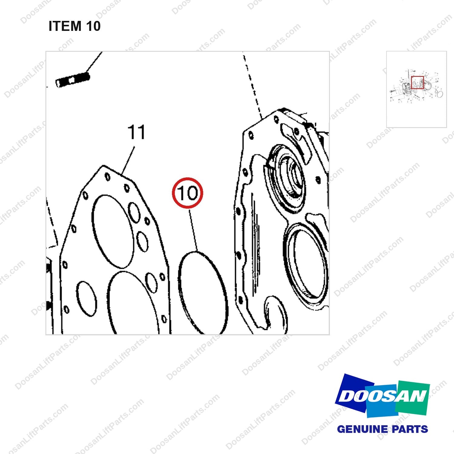 A250393 CASE GP-X-MSN - parts diagram, item 10 shown - genuine Doosan / Bobcat forklift part