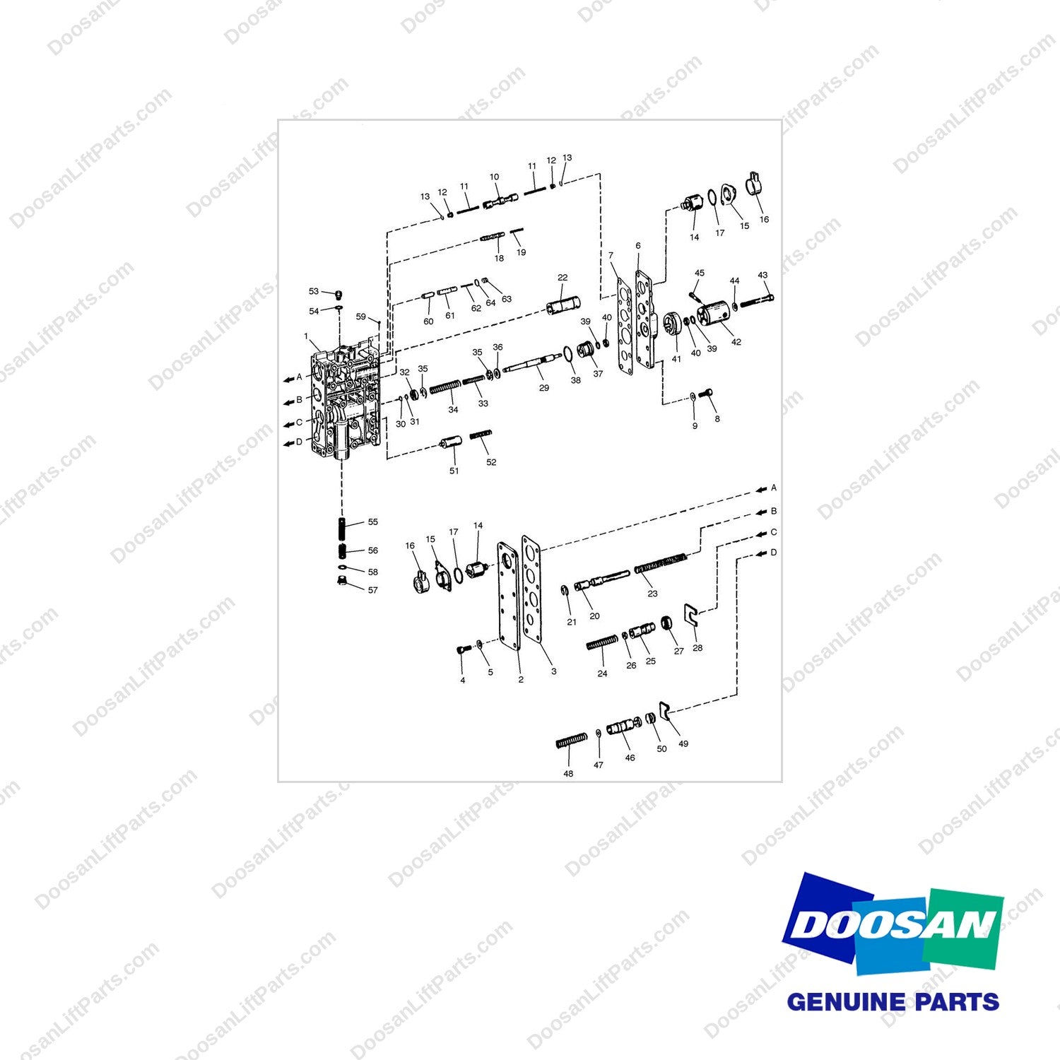 A250476 CONTROL GP-X-MSN HYDR - (2/2) - full parts diagram - genuine Doosan / Bobcat forklift part