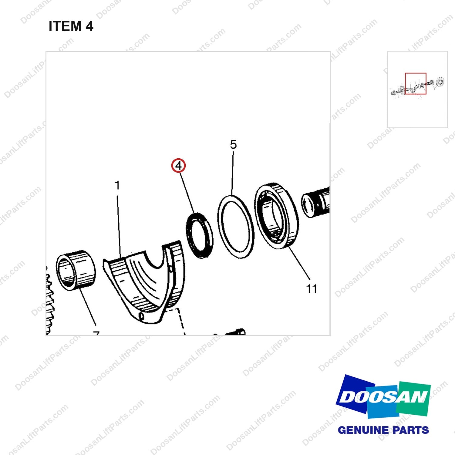 A250488 DRIVE GP-X-MSN - OUTPUT - parts diagram, item 4 shown - genuine Doosan / Bobcat forklift part