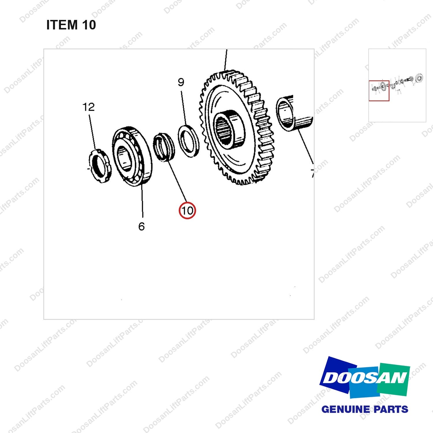 A250509 DRIVE GP-X-MSN - OUTPUT - parts diagram, item 10 shown - genuine Doosan / Bobcat forklift part