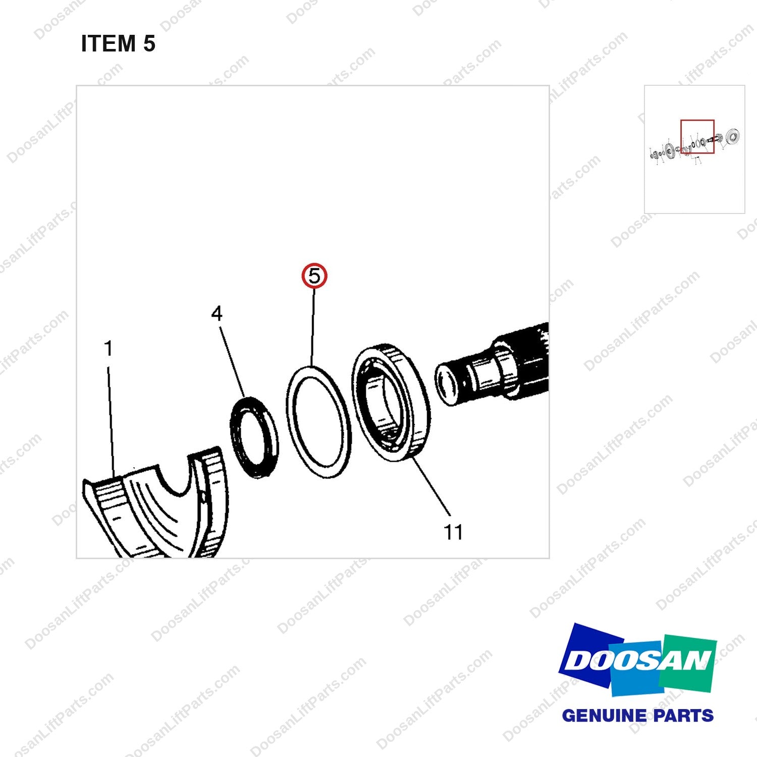 A250510 DRIVE GP-X-MSN - OUTPUT - parts diagram, item 5 shown - genuine Doosan / Bobcat forklift part