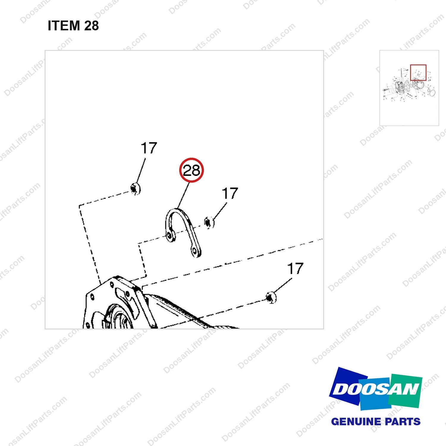 A250540 CASE GP-X-MSN - parts diagram, item 28 shown - genuine Doosan / Bobcat forklift part