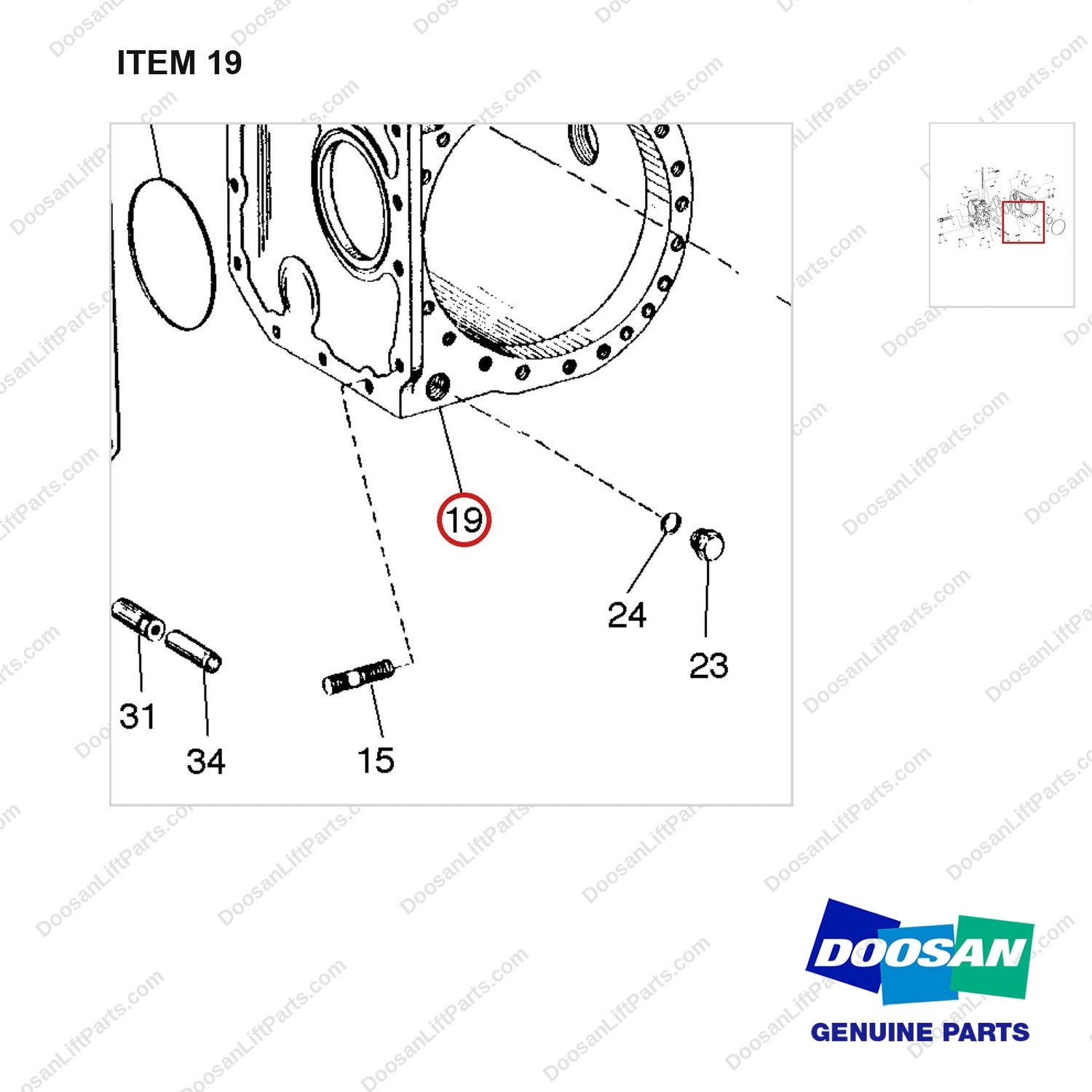 A250543 CASE GP-X-MSN - parts diagram, item 19 shown - genuine Doosan / Bobcat forklift part