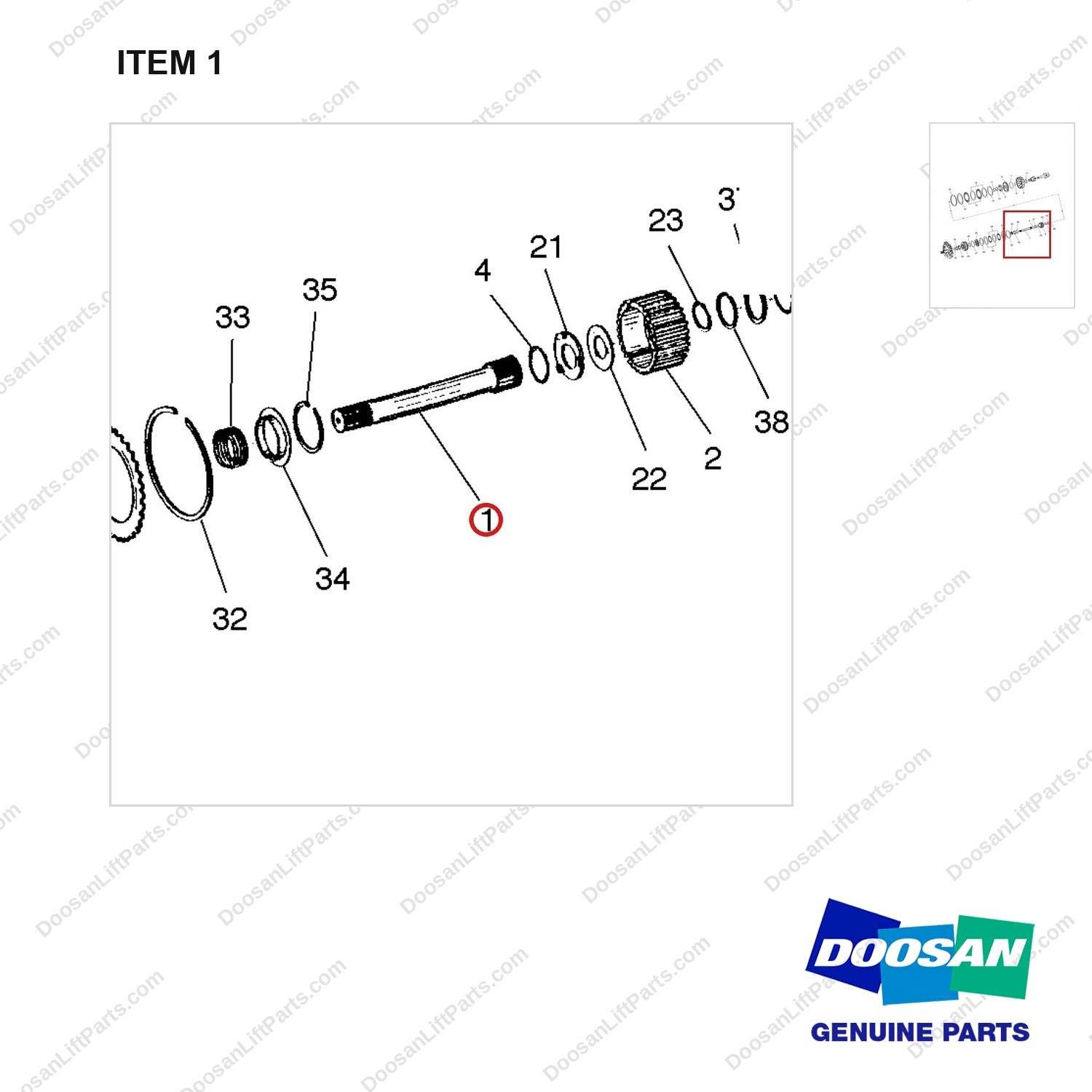 A250546 CLUTCH GP-FORWARD & REVERSE - parts diagram, item 1 shown - genuine Doosan / Bobcat forklift part