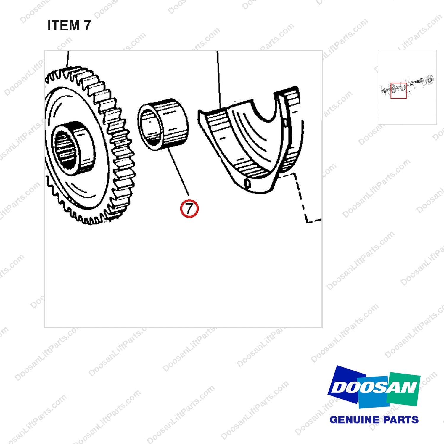 A250547 DRIVE GP-X-MSN - OUTPUT - parts diagram, item 7 shown - genuine Doosan / Bobcat forklift part