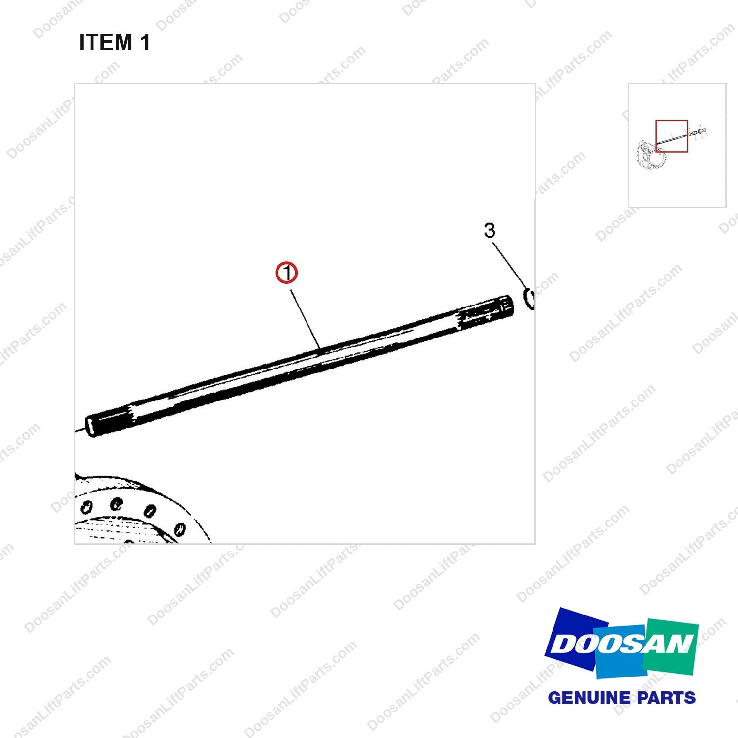 A250582 POWER TAKEOFF GP - parts diagram, item 1 shown - genuine Doosan / Bobcat forklift part