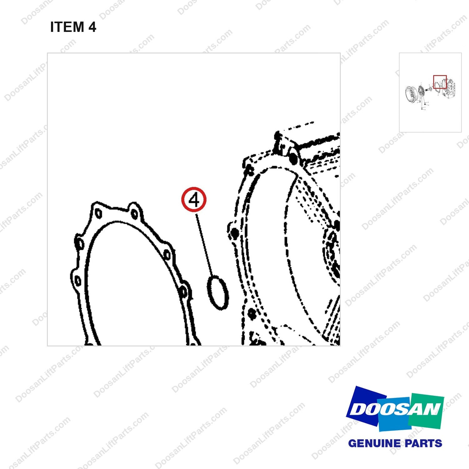 A250584 COVER GP-FRONT - parts diagram, item 4 shown - genuine Doosan / Bobcat forklift part