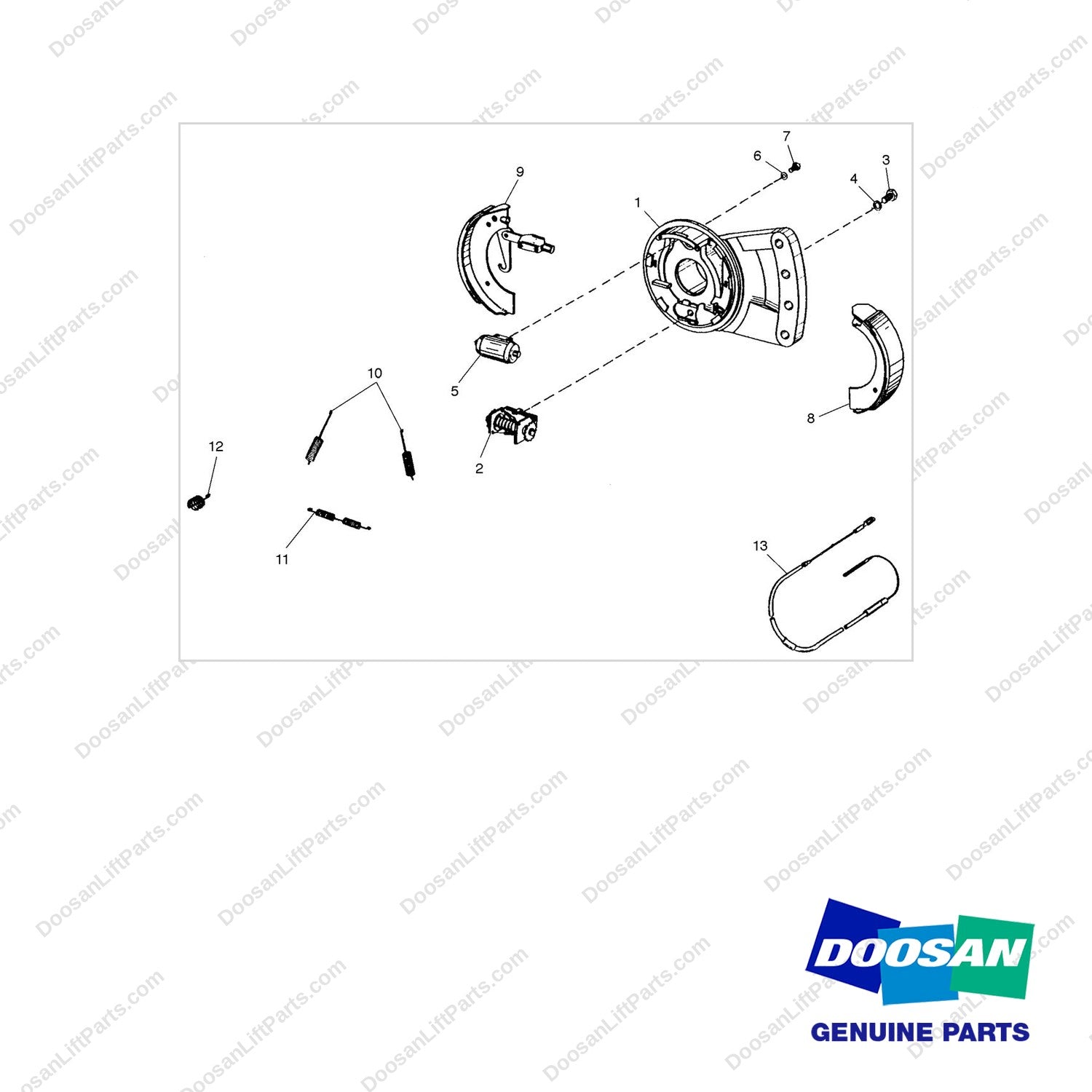 A250600 BRAKE AS - LH - full parts diagram - genuine Doosan / Bobcat forklift part