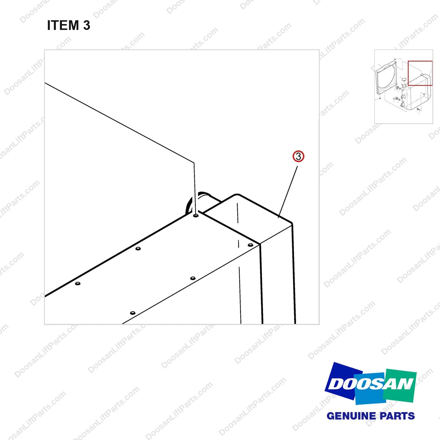 A250663 RADIATOR AS - parts diagram, item 3 shown - genuine Doosan / Bobcat forklift part
