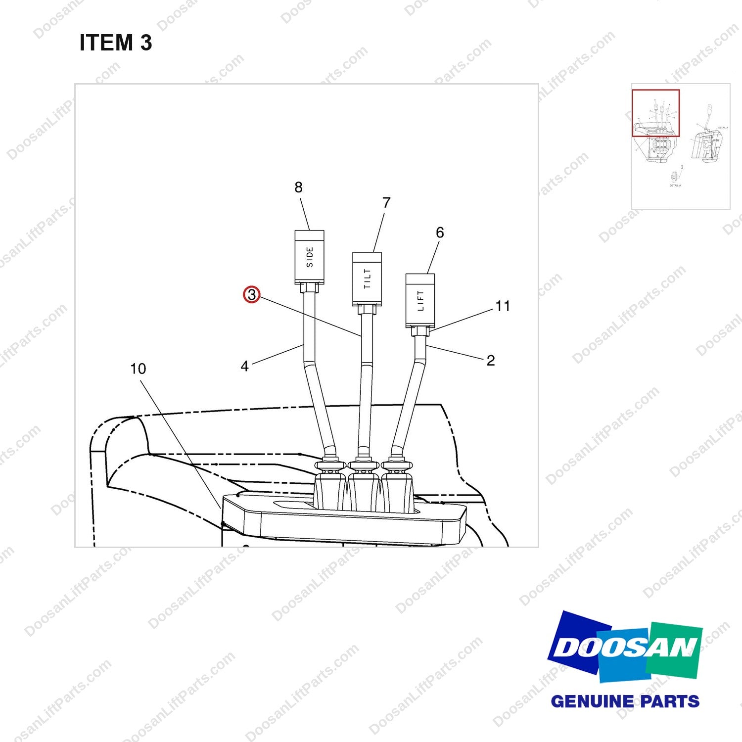 A250670 VALVE AR-3 SECTION - parts diagram, item 3 shown - genuine Doosan / Bobcat forklift part