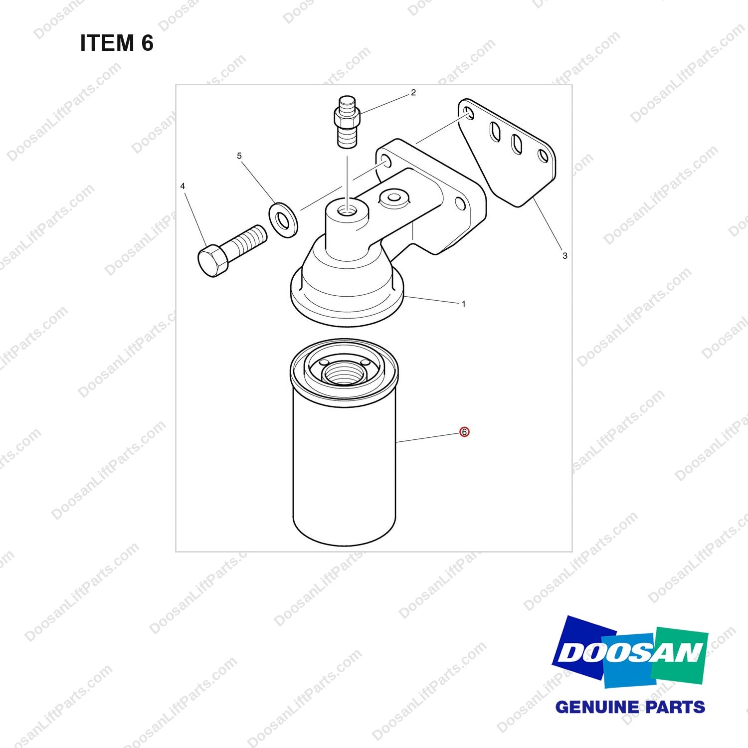 A251025 FILTER GP-OIL - full parts diagram, item 6 marked - genuine Doosan / Bobcat forklift part
