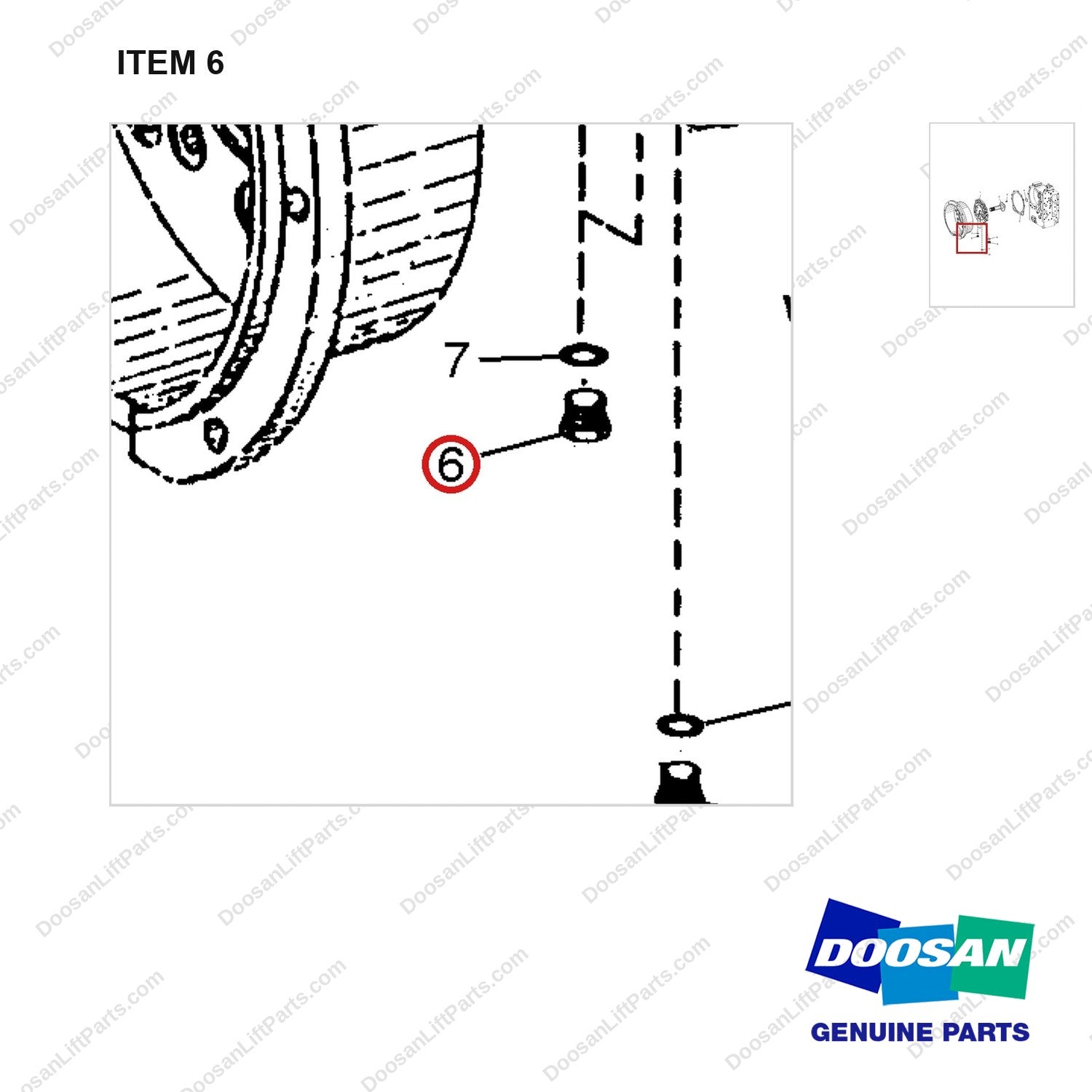 A251079 COVER GP-FRONT - parts diagram, item 6 shown - genuine Doosan / Bobcat forklift part