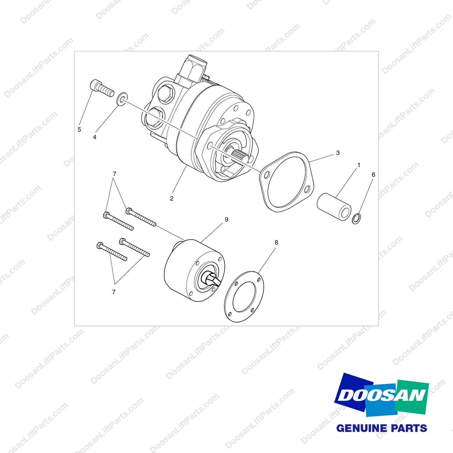 A251279 PUMP GP-GEAR - full parts diagram - genuine Doosan / Bobcat forklift part