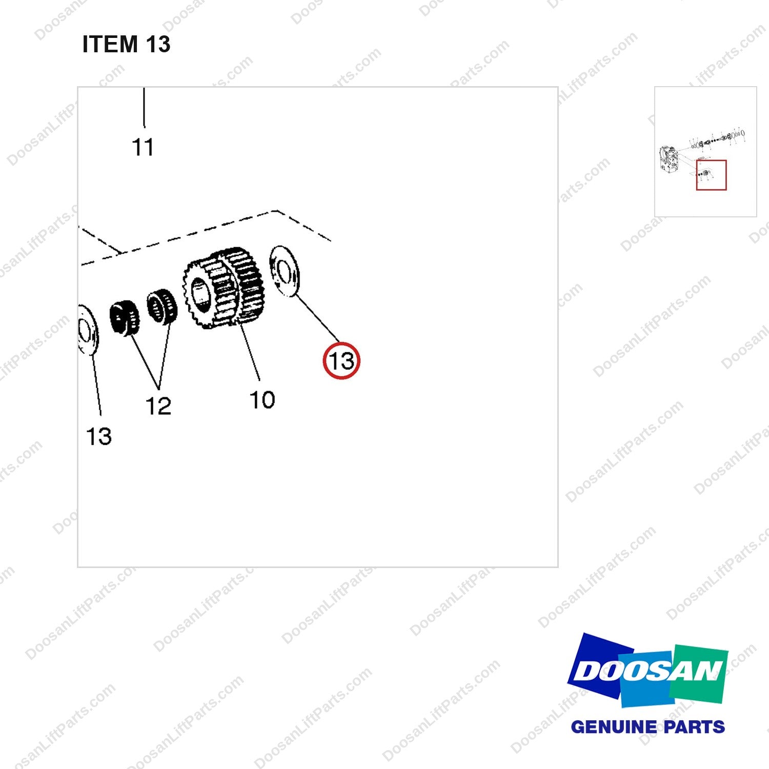 A251320 GEAR GP-FORWARD & REVERSE - parts diagram, item 13 shown - genuine Doosan / Bobcat forklift part
