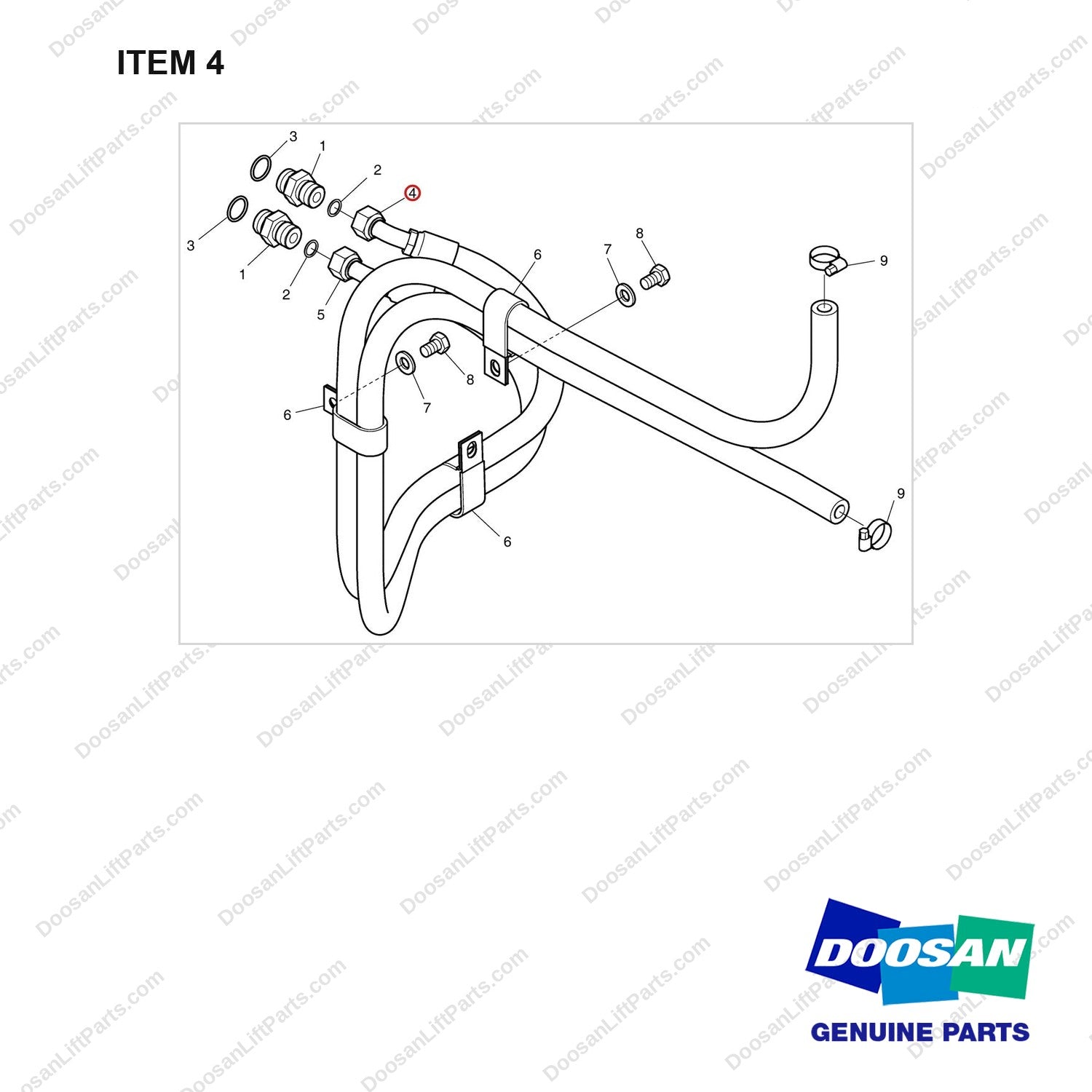 A251354 LINES GP-T/C COOLER - full parts diagram, item 4 marked - genuine Doosan / Bobcat forklift part