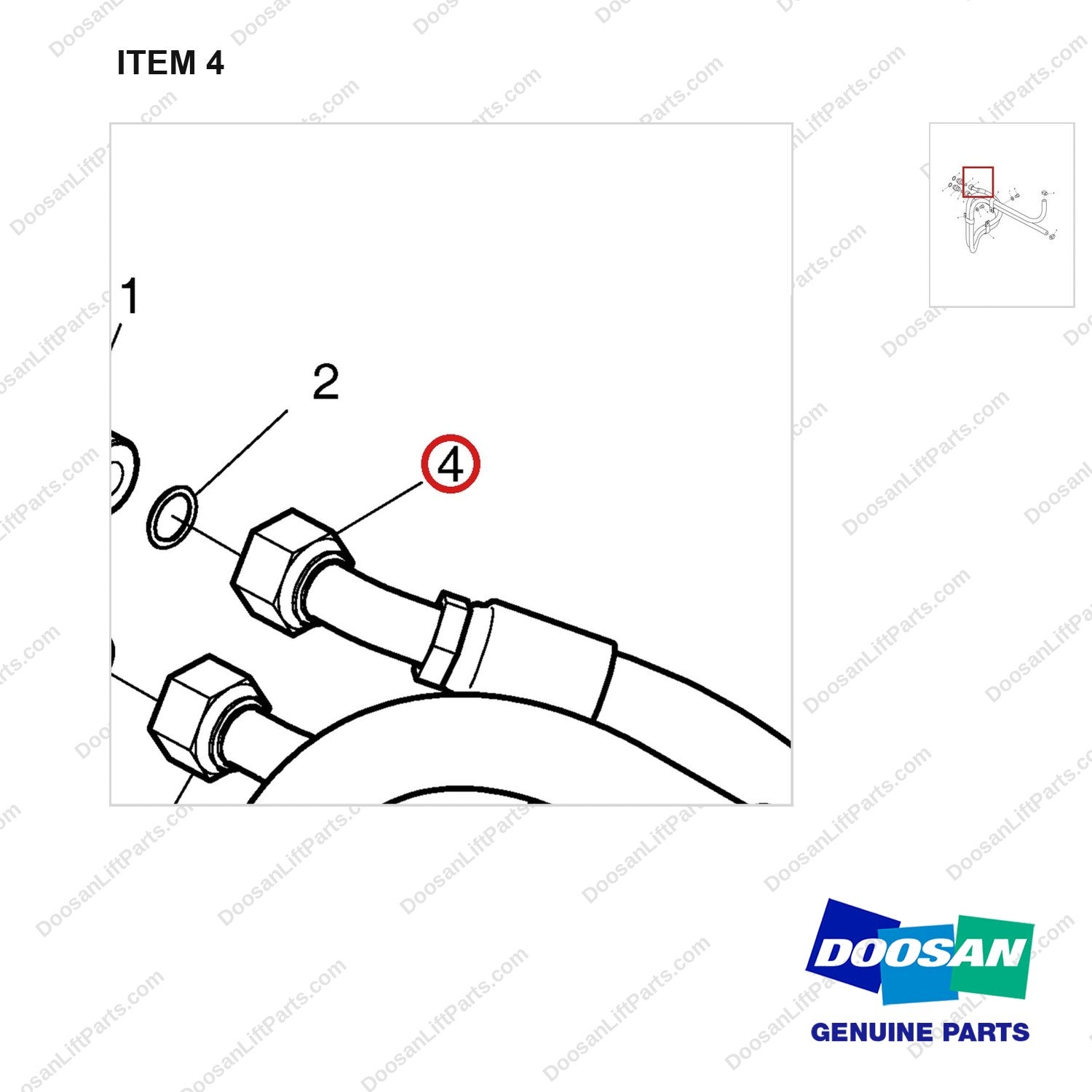 A251354 LINES GP-T/C COOLER - parts diagram, item 4 shown - genuine Doosan / Bobcat forklift part
