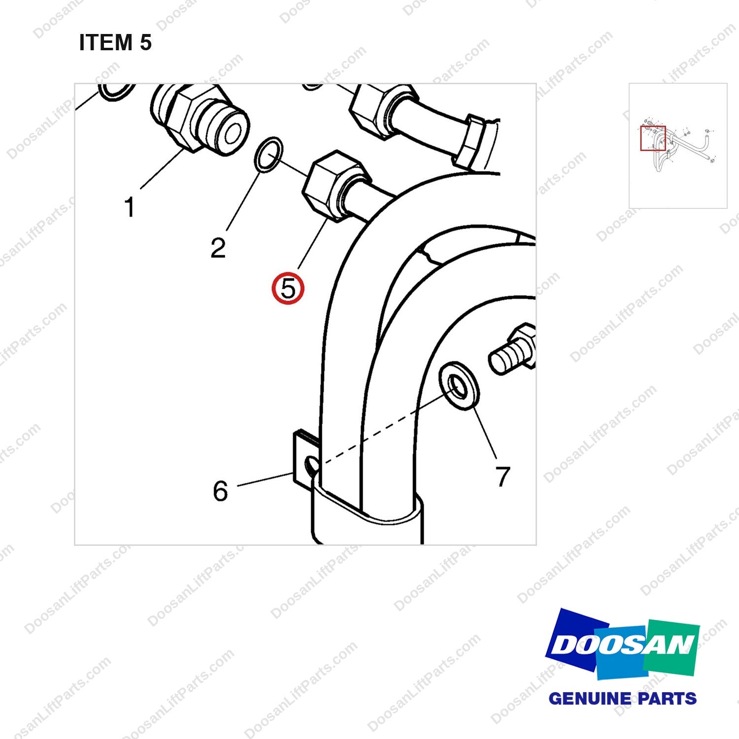 A251355 LINES GP-T/C COOLER - parts diagram, item 5 shown - genuine Doosan / Bobcat forklift part