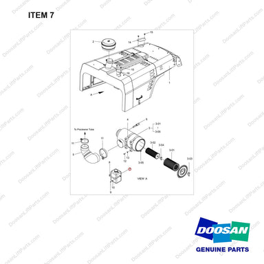 A269062 CLEANER GROUP,AIR;TIER4,ITIER4,INT,D160N - full parts diagram, item 7 marked - genuine Doosan / Bobcat forklift part