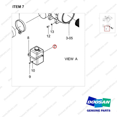 A269062 CLEANER GROUP,AIR;TIER4,ITIER4,INT,D160N - parts diagram, item 7 shown - genuine Doosan / Bobcat forklift part