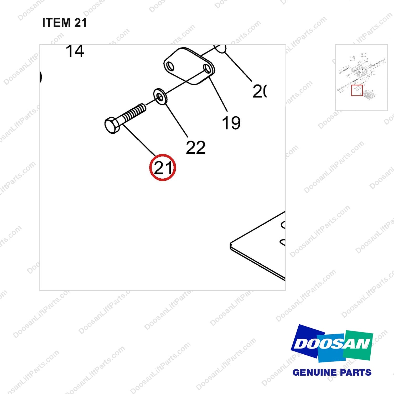 A273134 CONTROL VALVE ASS'Y - parts diagram, item 21 shown - genuine Doosan / Bobcat forklift part