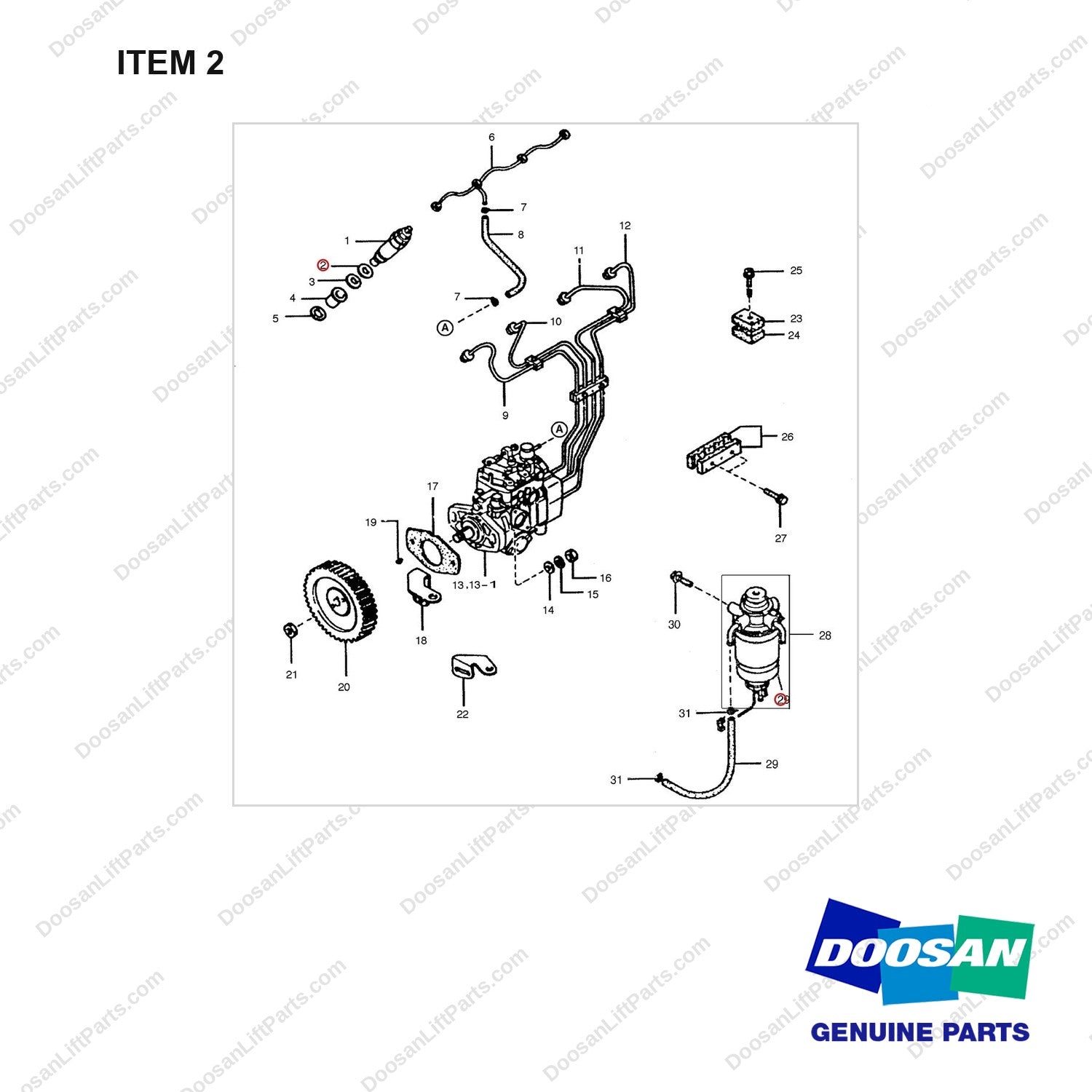 A273714 FUEL GP - full parts diagram, item 2 marked - genuine Doosan / Bobcat forklift part
