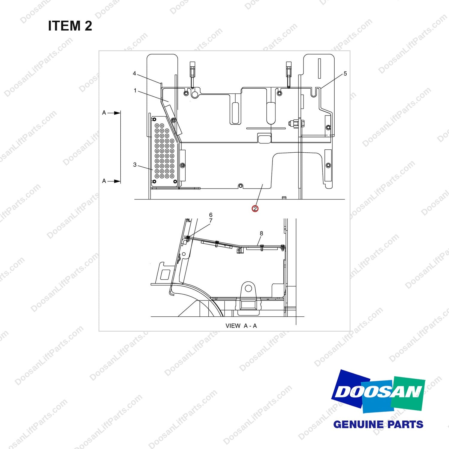 A301254 FLOOR PLATE GP - full parts diagram, item 2 marked - genuine Doosan / Bobcat forklift part