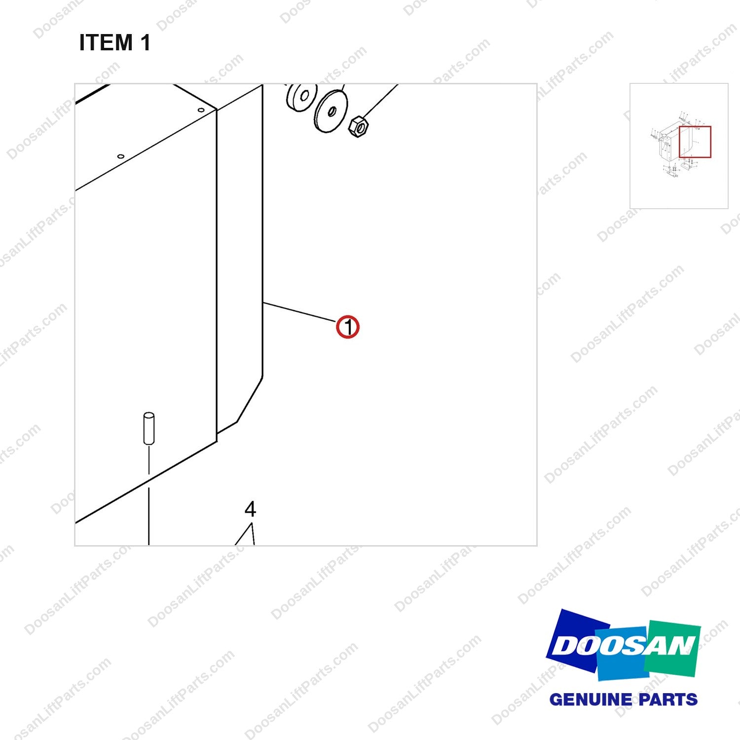 A333005 RADIATOR GP - (2.0/2.5/3.0/3.2 TON) - parts diagram, item 1 shown - genuine Doosan / Bobcat forklift part