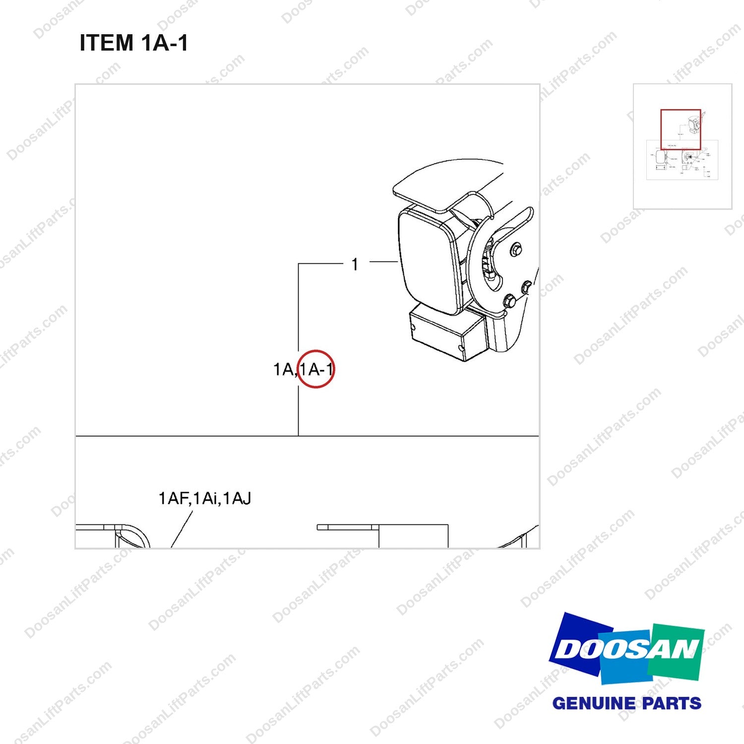 A351476 LAMP GP-COMB. F/R-HALOGEN - parts diagram, item 1A-1 shown - genuine Doosan / Bobcat forklift part