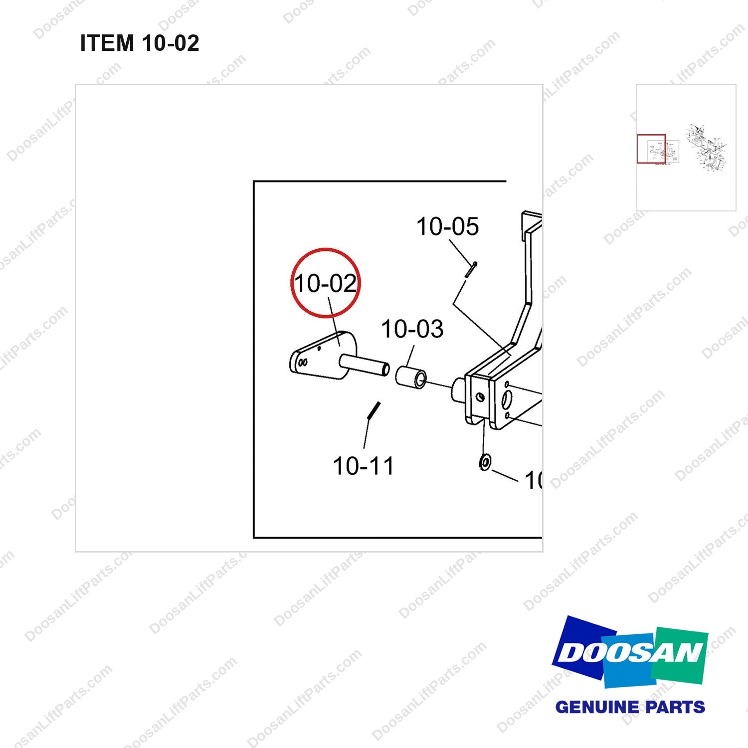 A362067 Control Gp-Accel & Brake & Inching - parts diagram, item 10-02 shown - genuine Doosan / Bobcat forklift part